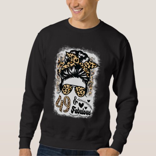 49 Years Old Fabulous Messy Bun Afro Leopard 49th  Sweatshirt