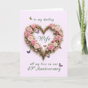 49th Anniversary for Wife with Roses Heart Card