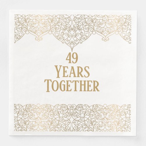 49th Anniversary Gold Lace On White Paper Dinner Napkins