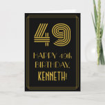 [ Thumbnail: 49th Birthday: Art Deco Inspired Look "49" & Name Card ]