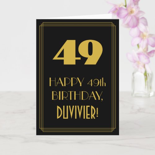 49th Birthday  Art Deco Inspired Look 49  Name Card