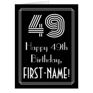 49th Birthday — Art Deco Inspired Look “49” + Name Card
