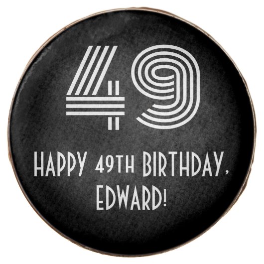 49th Birthday - Art Deco Inspired Look "49", Name Chocolate Covered Oreo (Front)