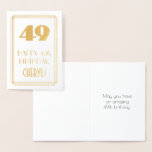 [ Thumbnail: 49th Birthday: Art Deco Inspired Look "49" & Name Foil Card ]