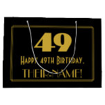 [ Thumbnail: 49th Birthday — Art Deco Inspired Look "49" & Name Gift Bag ]