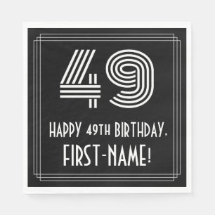49th Birthday: Art Deco Inspired Look "49" + Name Napkins