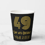 [ Thumbnail: 49th Birthday: Art Deco Inspired Look “49” & Name Paper Cups ]