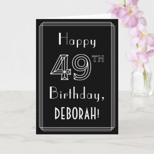 49th Birthday: Art Deco Style # 49 & Custom Name Card