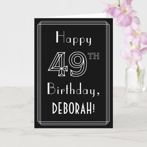 49th Birthday Art Deco Style  49  Custom Name Card