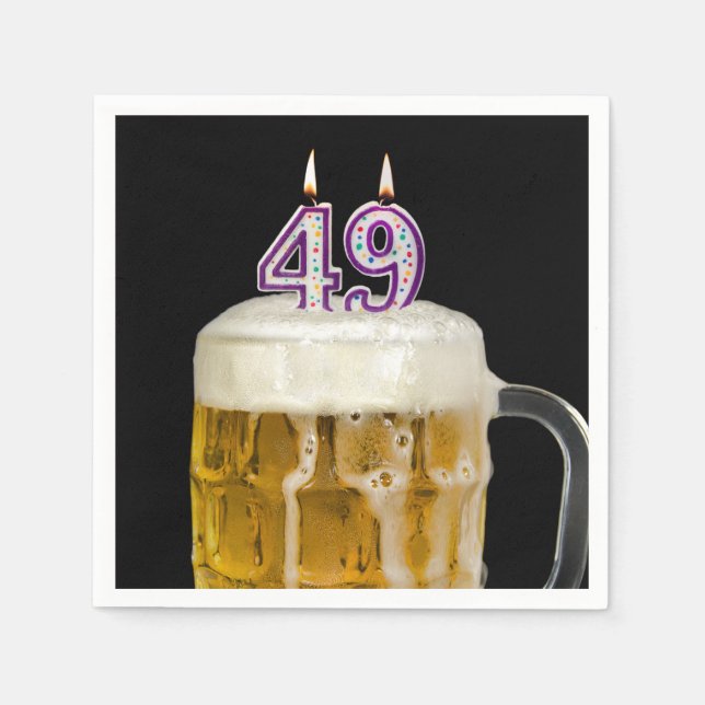 49th Birthday Beer on black Napkins (Front)