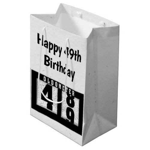 49th Birthday Black Odometer  Medium Gift Bag