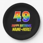 [ Thumbnail: 49th Birthday: Bold, Fun, Simple, Rainbow 49 Paper Plates ]