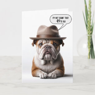 49th Birthday Bulldog With Fedora Card