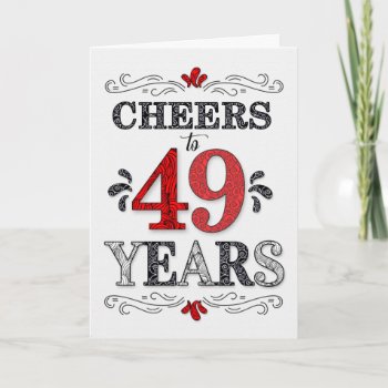 49th Birthday Cheers In Red White Black Pattern Card by SalonOfArt at Zazzle