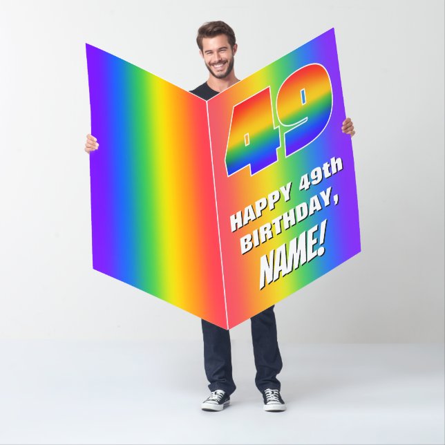 49th Birthday: Colorful, Fun Rainbow Pattern # 49 Card (In Situ)