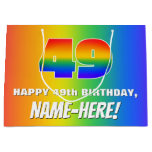 [ Thumbnail: 49th Birthday: Colorful, Fun Rainbow Pattern # 49 Gift Bag ]