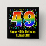 [ Thumbnail: 49th Birthday: Colorful Music Symbols, Rainbow 49 Button ]