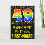[ Thumbnail: 49th Birthday: Colorful Music Symbols + Rainbow 49 Card ]