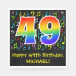 [ Thumbnail: 49th Birthday - Colorful Music Symbols, Rainbow 49 Napkins ]