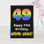 [ Thumbnail: 49th Birthday: Colorful Rainbow # 49, Custom Name Card ]