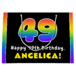 [ Thumbnail: 49th Birthday: Colorful Rainbow # 49, Custom Name Gift Bag ]