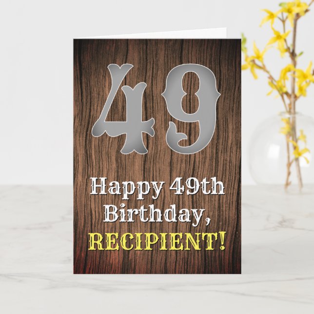 49th Birthday: Country Western Inspired Look, Name Card (Yellow Flower)