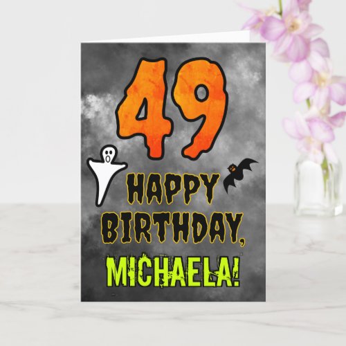 49th Birthday Eerie Halloween Theme  Custom Name Card