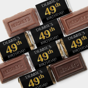 49th Birthday — Elegant, Faux Gold Look 49 + Name Hershey's Miniatures