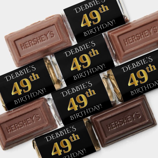 49th Birthday — Elegant, Faux Gold Look 49 + Name Hershey's Miniatures (Assorted)