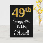 [ Thumbnail: 49th Birthday ~ Elegant Luxurious Faux Gold Look # Card ]
