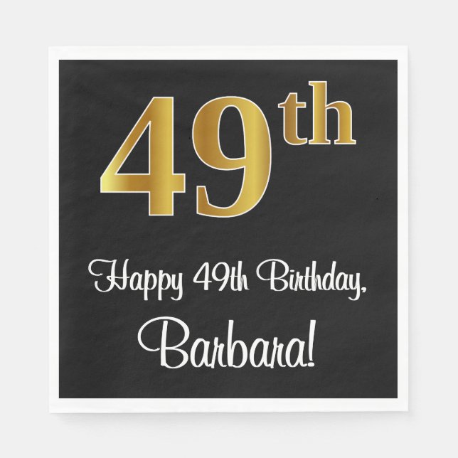 49th Birthday ~ Elegant Luxurious Faux Gold Look # Napkins (Front)