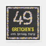 [ Thumbnail: 49th Birthday: Floral Flowers Number, Custom Name Napkins ]
