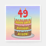 [ Thumbnail: 49th Birthday: Fun Cake and Candles + Custom Name Napkins ]