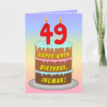 [ Thumbnail: 49th Birthday — Fun Cake & Candles, W/ Custom Name Card ]
