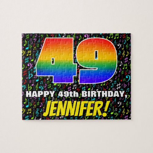 49th Birthday â Fun Colorful Music Symbols  âœ49â Jigsaw Puzzle