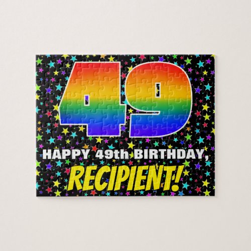 49th Birthday  Fun Colorful Star Field Pattern Jigsaw Puzzle