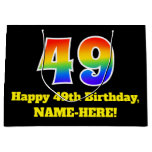 [ Thumbnail: 49th Birthday ~ Fun, Colorful, Vibrant, Rainbow 49 Gift Bag ]