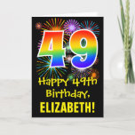 [ Thumbnail: 49th Birthday: Fun Fireworks Pattern + Rainbow 49 Card ]