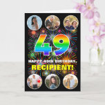 [ Thumbnail: 49th Birthday: Fun Rainbow #, Custom Name & Photos Card ]