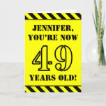 [ Thumbnail: 49th Birthday: Fun Stencil Style Text, Custom Name Card ]