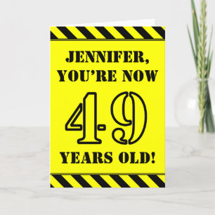 49th Birthday: Fun Stencil Style Text, Custom Name Card