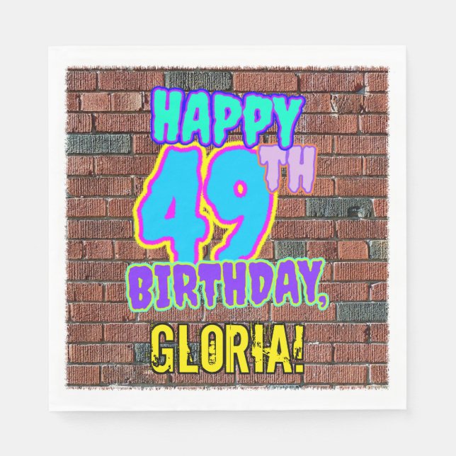 49th Birthday ~ Fun, Urban Graffiti Inspired Look Napkins (Front)