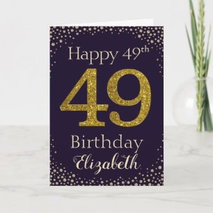 49th Birthday Golden Glitter Card
