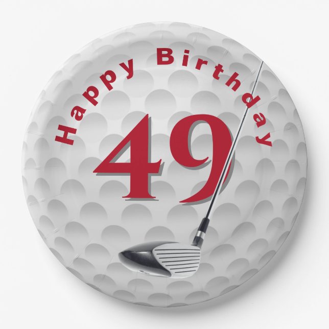 49th Birthday Golf Ball Design Paper Plate (Front)