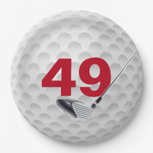 49th Birthday Golf Ball Design Paper Plate