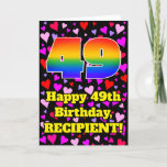 [ Thumbnail: 49th Birthday: Loving Hearts Pattern, Rainbow # 49 Card ]