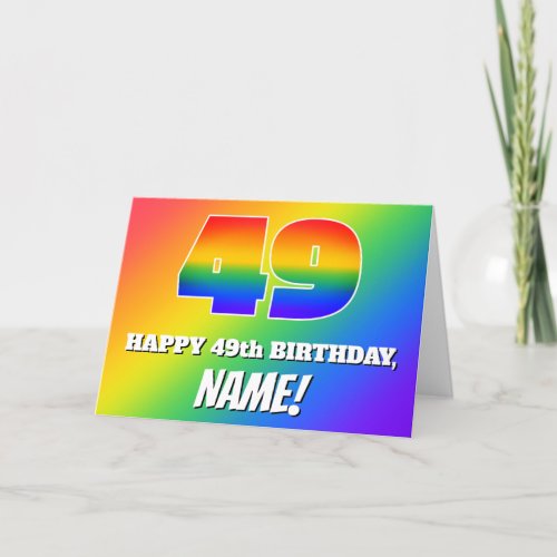 49th Birthday Multicolored Rainbow Pattern  49 Card