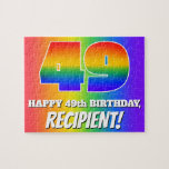 [ Thumbnail: 49th Birthday — Multicolored Rainbow Pattern “49” Jigsaw Puzzle ]