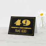 [ Thumbnail: 49th Birthday: Name + Art Deco Inspired Look "49" Card ]