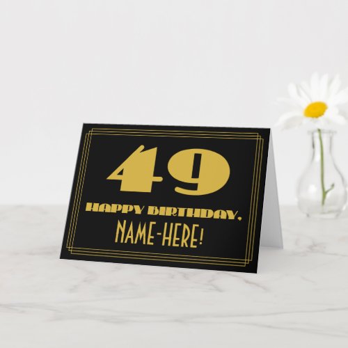 49th Birthday Name  Art Deco Inspired Look 49 Card